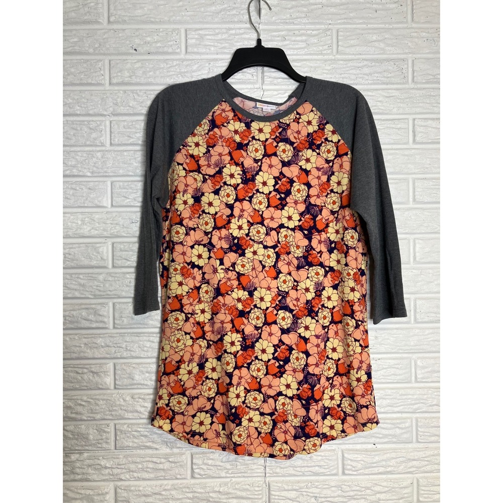 Lularoe Randy t-shirt flower power raglan‎ sleeves women's size medium casual